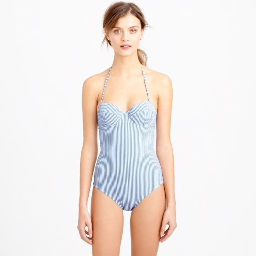 J. Crew Seersucker One Piece Swimsuit